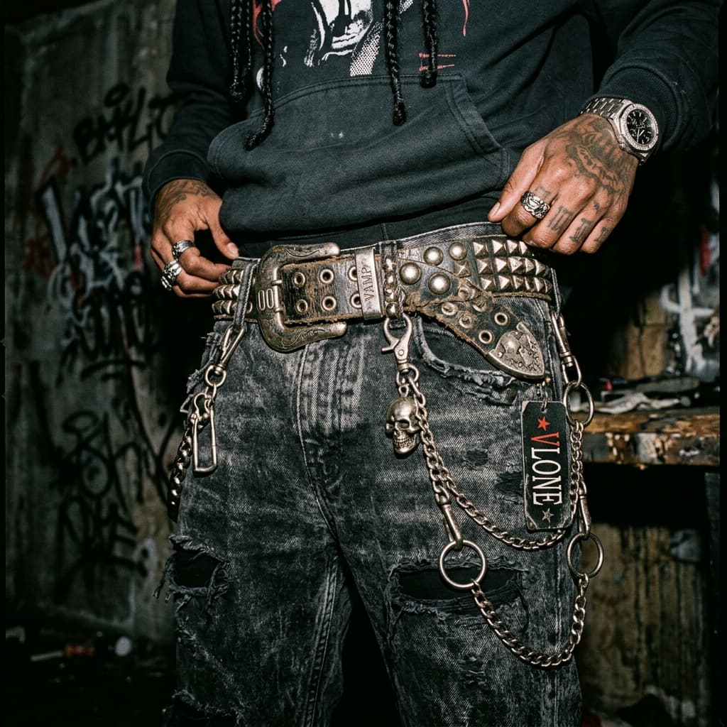LLEMWELL raw leather and heavy metal hardware